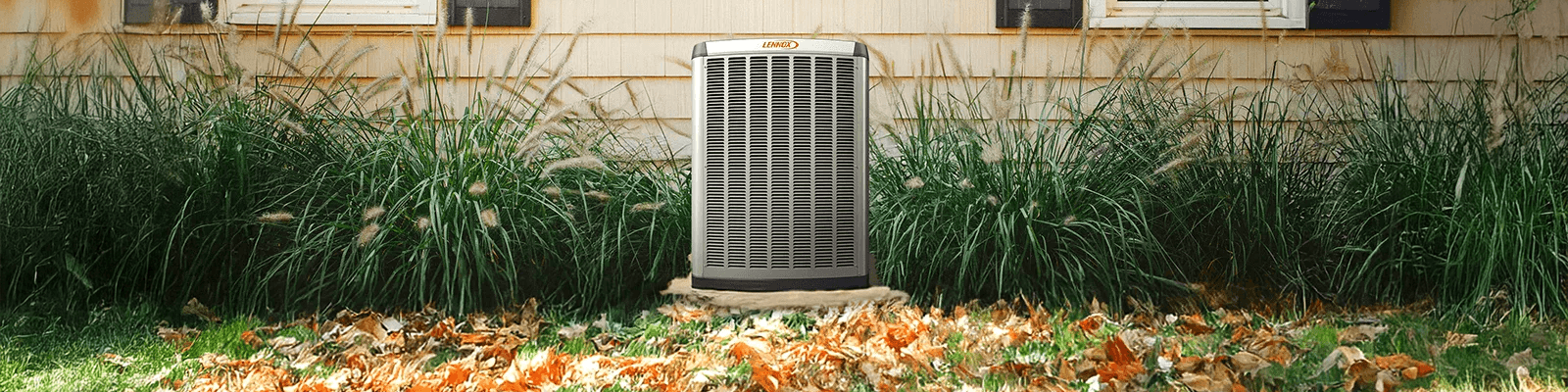 Lennox heat pump outside a North Vancouver home during fall