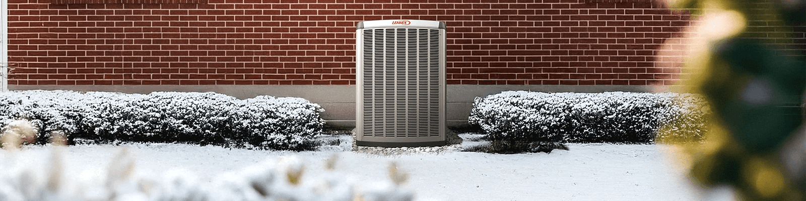 Lennox heat pump outside a North Vancouver home during winter