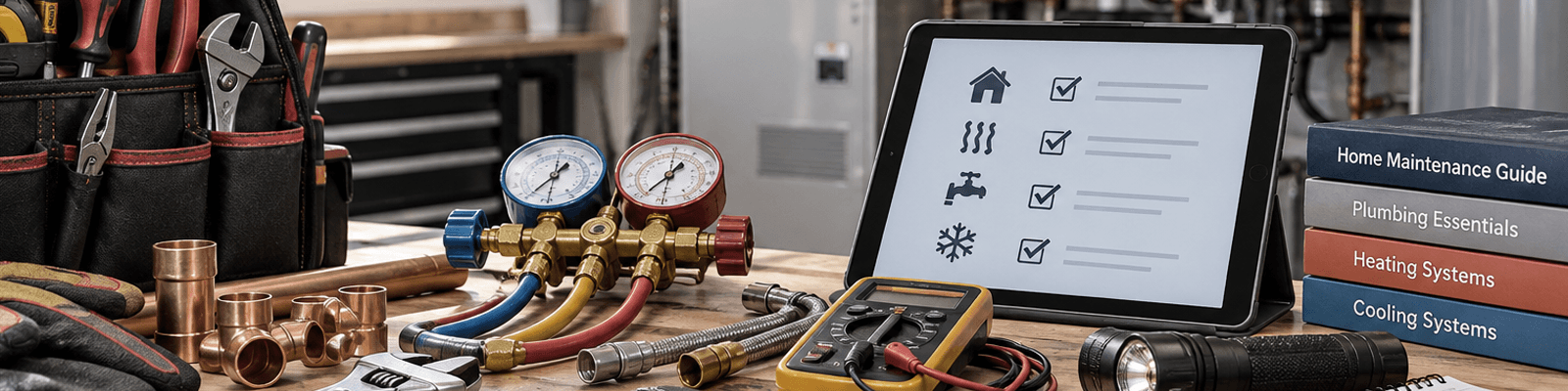 HVAC and plumbing tools with homeowner maintenance resources for North Shore homes